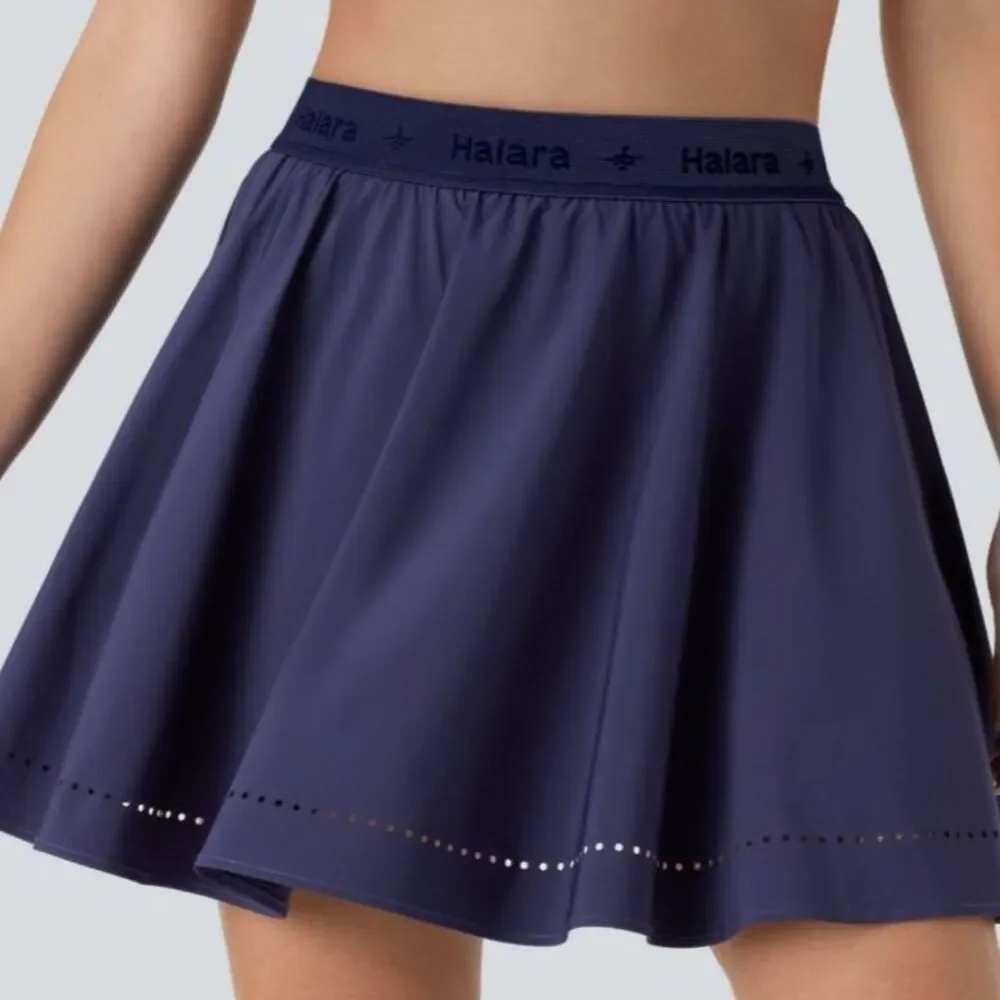 Halara Breezeful Flowy Skort Navy Active Laser Cut Built-in Shorts NWOT S Tennis
